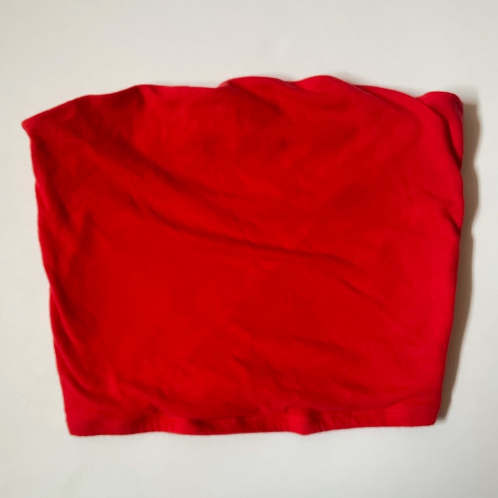 Red Cropped Tube Top Garage
